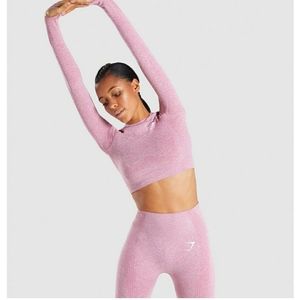 Gymshark Long Sleeve Crop Top Dusty Pink Marl